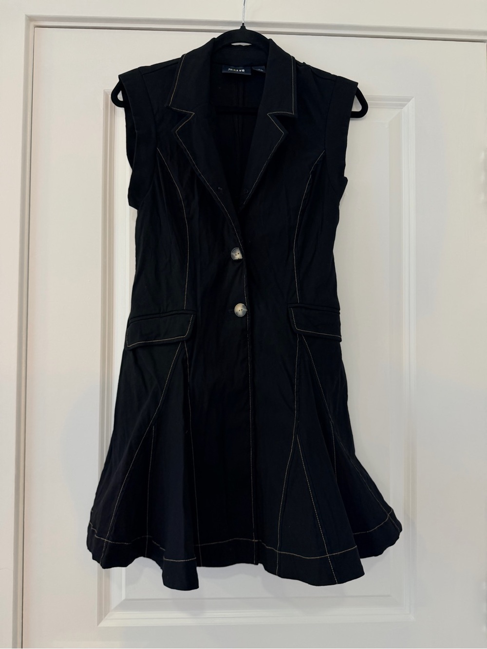 Maeve by Anthropologie Black Sleeveless Notch-Lapel Mini Dress